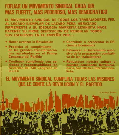 Forjar un movimiento sindical cada día más fuerte, más poderoso, más democrático... 1ro. de Mayo de 1976