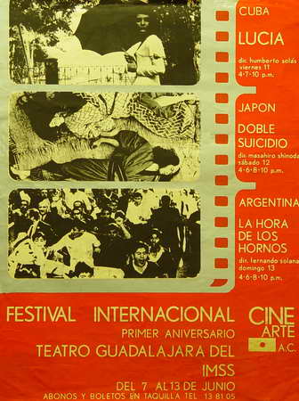 Festival Internacional. primer aniversario. teatro Guadalajara del IMSS. Cuba Lucía. Japón Doble suicidio...