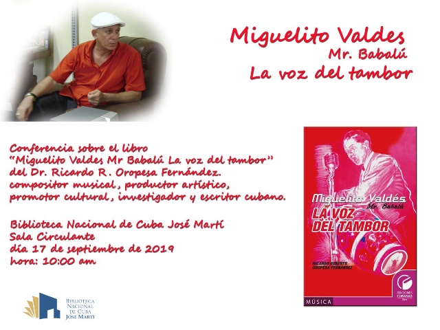 Foto de Conferencia sobre el libro, MIguelito Valdés, Mr. Babalú, La voz del tambor