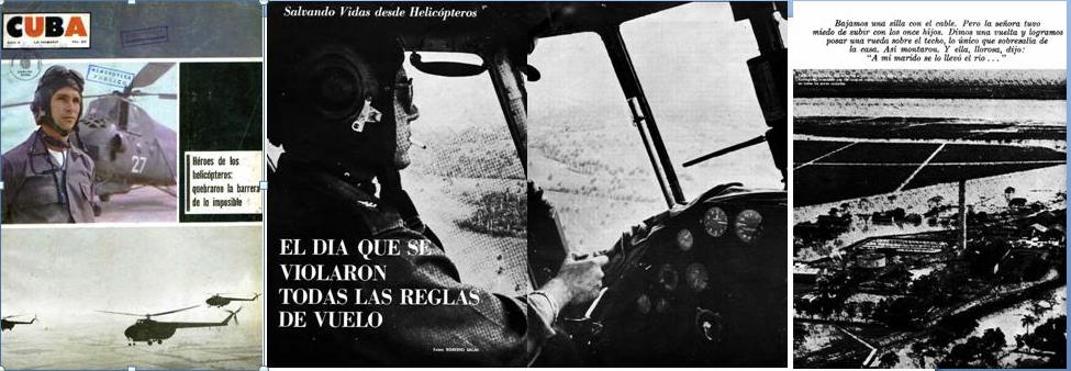 Foto de De la historia contada por las revistas cubanas de los sesenta. Roberto Salas y Santiago Cardosa Arias tras el paso del ciclón Flora 