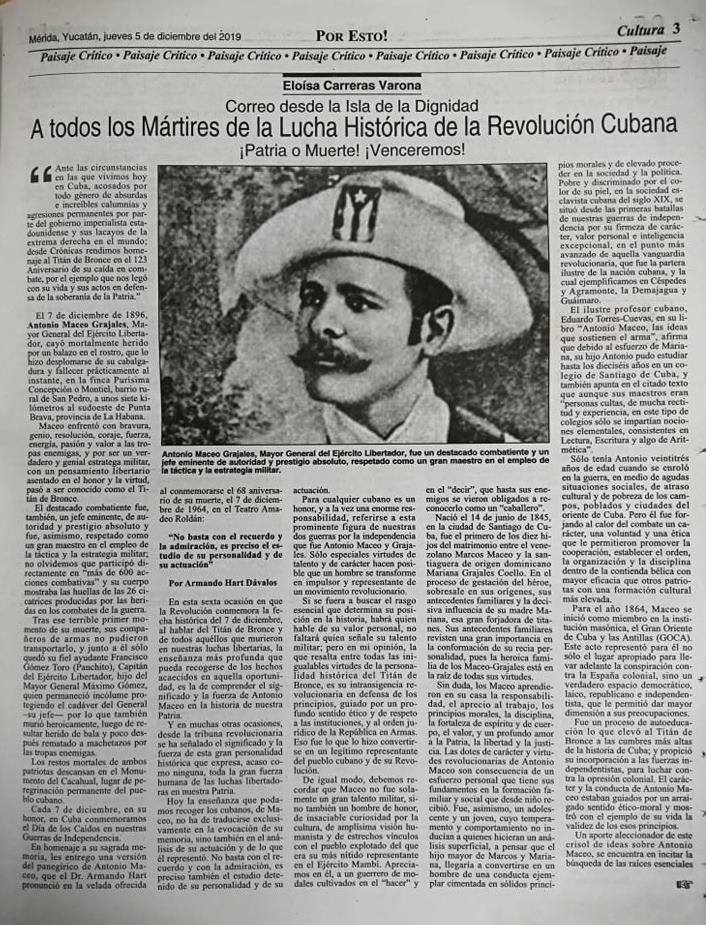 Foto de Correo desde la Isla de la Dignidad.“ A los héroes y mártires de la lucha Histórica de la Revolución Cubana”