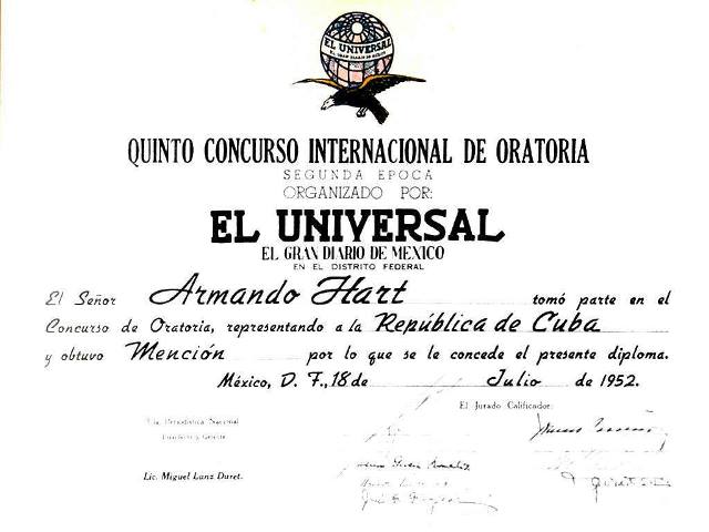 Foto de Correo desde la Isla de la Dignidad. Hart en la Historia, su conmovedora Mención en el V Concurso Internacional de Oratoria  del diario El Universal de México en 1952