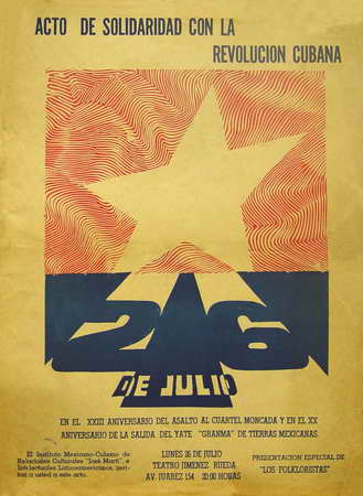 Foto de Acto de solidaridad con la Revolución cubana. 26 de julio. En el XXIII aniversario del asalto al Cuartel Moncada y en el XX aniversario de la salida del yate 