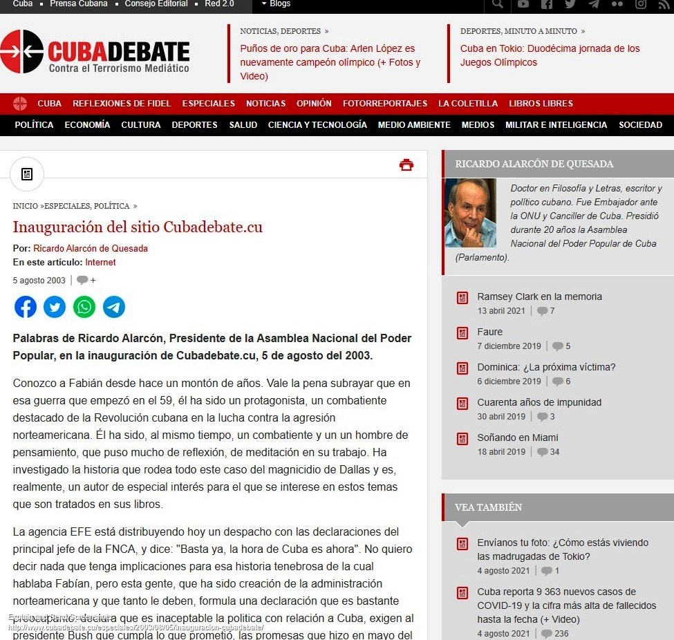 Foto de 18 Aniversario del sitio web Cubadebate . Felicidades desde la Biblioteca Nacional 