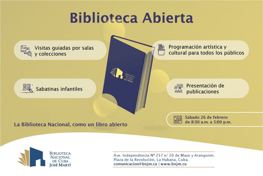 Foto de Biblioteca Abierta. Sábado 26 de febrero, de 8:30 a.m. a 5:00 p.m. La Biblioteca Nacional, como un libro abierto