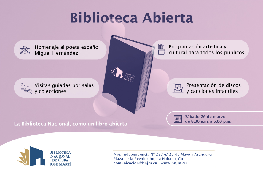 Foto de Biblioteca Abierta. Sábado 26 de marzo, de 8:30 a.m. a 5:00 p.m.
